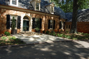 entryway photo with landscaping